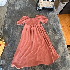 Express Pink Off-Shoulder Puff Sleeve Sundress